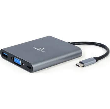 Notebook Gembird USB-C 6v1 multiport USB 3.1 + HDMI + VGA + PD + čtečka karet + stereo audio