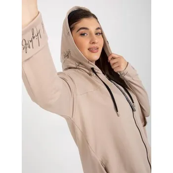 Dámská mikina Dámská mikina plus size bez zipu s kapucí a kapsami AILA béžová