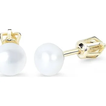 Náušnice ŠPERKY-NM, Zlaté náušnice s perlou 7mm na šroubek 2887