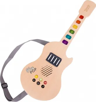 Hudební nástroj pro děti Classic World Elektrická dřevěná svítící kytara přírodní