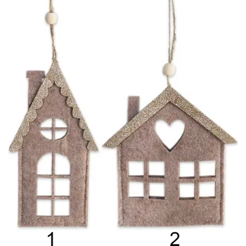 Vánoční dekorace Domek závěs filc 12cm mix (551020)