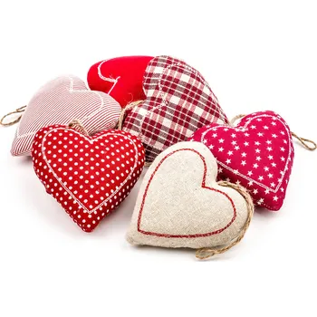 Zahradní dekorace Srdce závěs textil 6ks/9cm červená (HBI-86096L)
