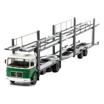 autíčko IXO Models PŘEPRAVNÍK AUT MAN CAR TRANSPORTER WITH TRAILER 1970 GREEN / WHITE 027
