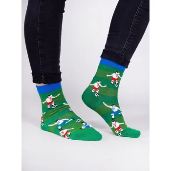 Ponožky YO SK0006C zelené s fotbalisty velikosti ponožek: 15-17 (EUR vel. 23-26)