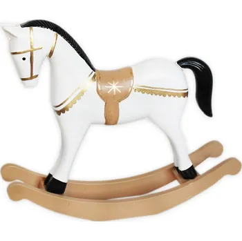 Vánoční dekorace Houpací kůň dřevo 23cm bílá (549898)