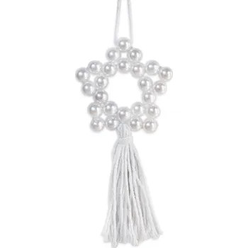 Vánoční dekorace Hvězda závěs perličky pvc 16cm bílá (549423)