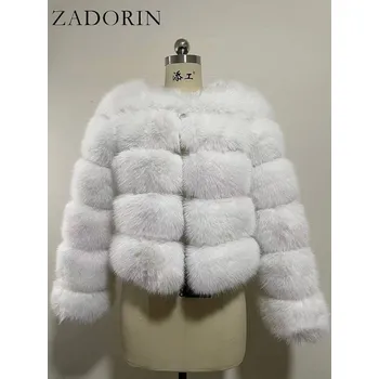 Dámská parka Chlupatá kožešinová bunda zimní kožich s dlouhým rukávem Barva: Bílá, Velikost: XL