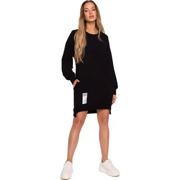 Dámský svetr M676 Svetrová tunika se zipy - černá EU M