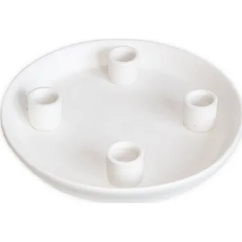 Vánoční dekorace Adventní svícen talíř keramika 22,8cm bílá (544459)