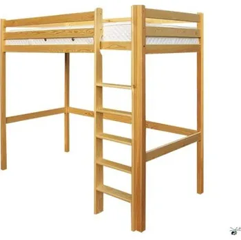 Dětská postel Patrová postel horní spaní 128 - masiv borovice Rozměr: 90x200, Odstín: Ořech