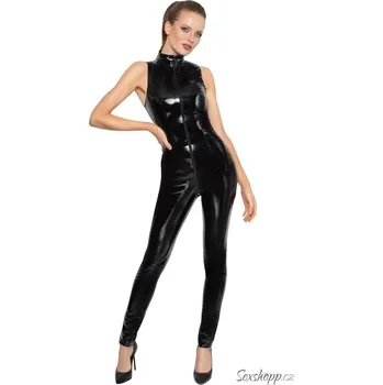 Lakovaný overal se zipem a bez rukávů, S