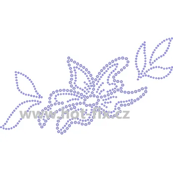 K078 - květinový motiv nažehlovací hot-fix kamínková aplikace na textil, cca rozměry 18,7x10,5cm barva: kameny barva 101 Crystal /stříbrná
