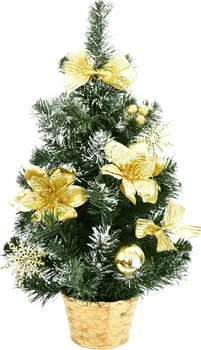 Vánoční stromek Stromek zdobený zasněžený zlatý 50 cm