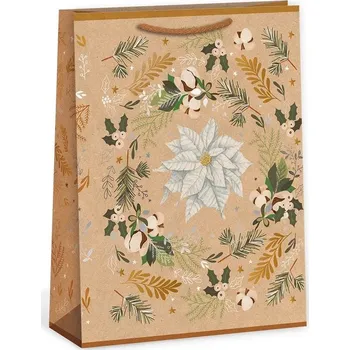 Dárková taška ARGUS Papírová dárková VÁNOČNÍ taška "NATUR" (přírodní) T8, Vánoční Hvězda