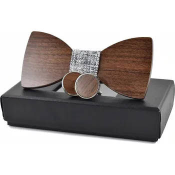 Dřevěný motýlek s manžetovými knoflíčky 709077