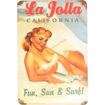 Plechová cedule plechová retro cedule La Jolla California (dekorační tabulka 20x30 cm)