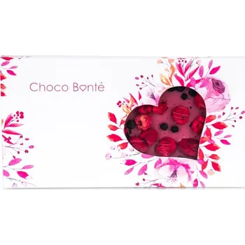 Čokoláda Chocobonte Růžová čokoláda variace růžová čoko: 85g Růžová s malinami a borůvkami srdce