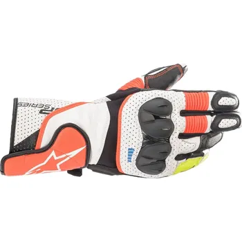 Moto rukavice Alpinestars kožené rukavice SP-2 V3 bílá/červená fluo/černá 3XL