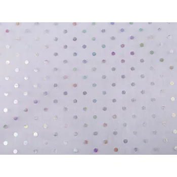 Organza s puntíky AB duhový efekt, barva 4 šedá světlá