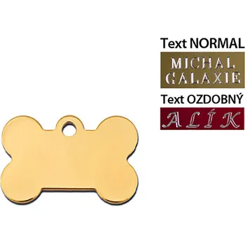 psí známka QUICK TAG gravírovací známka - zlatá kost (S)