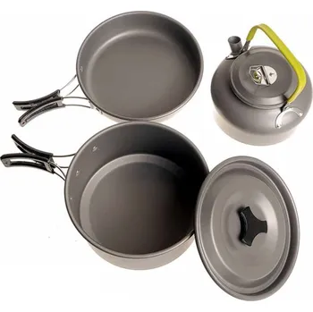 Pánev Kempová sada na vaření DS308 (soupravu tvoří pánev, hrnec a čajník pro vaření v přírodě)