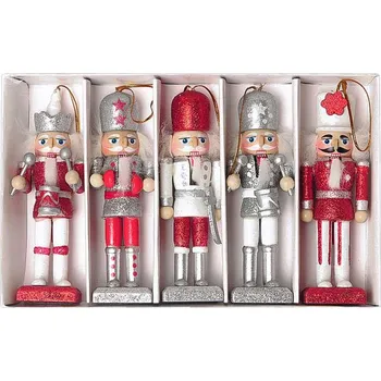 Vánoční ozdoba Vánoční Krušnohorský Louskáček 5ks 13cm (Přenádherný perleti Louskáček - Ozdoba na vánoční stromek 5ks v balení)