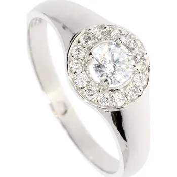 Šperk Zlatnictví Helios Prsten bílé zlato kulatý zirkon Velikost: 51, Váha: 1,85g