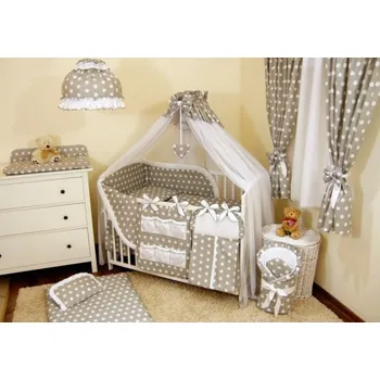Hnízdečko pro miminko PR Souprava do postýlky 10 dílů - model šedý puntík BAVLNĚNÁ PLENA ZDARMA