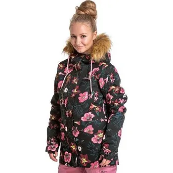 Meatfly dámská SNB & SKI bunda Athena Premium Hibiscus Black | Květy | Velikost XS