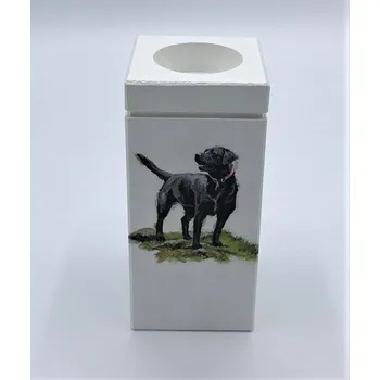 Svícen Dřevěný svícen na čajovou svíčku, Černý pejsek