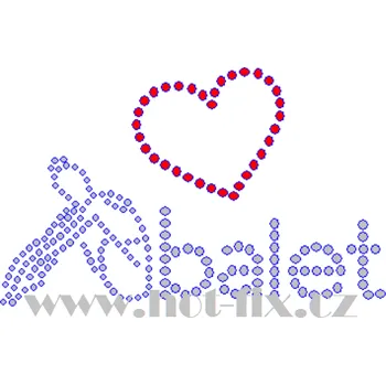 C203 - balet nažehlovací hot-fix kamínková aplikace na textil, rozměry cca 11,3x7,0cm barva: polobroušené kameny barva 101 Crystal /stříbrná+103 Siam /červená