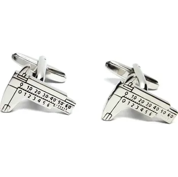 Manžetový knoflíček Manžetové knoflíčky ve tvaru šuplera, posuvné měřidlo Stříbrná