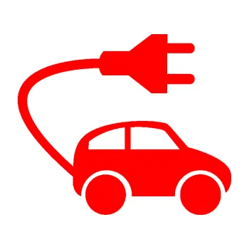 samolepka Elektro auto 002 pravá symbol zásuvka (74 - Fluorescentní červená) SAMOLEPKA NA AUTO, NÁLEPKA, FÓLIE, POLEP, TUNING, VLASTNÍ TEXT, TISK, AUTOSAMOLEPKY.cz, POLEPY, OBRÁZEK, LOGO, 3D STICKERS