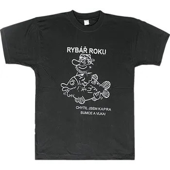 Tričko rybář roku černé (tričko jako dárek pro rybáře)