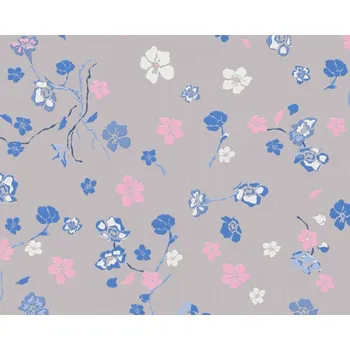 Tapeta Vliesová tapeta květy, šedá, modrá, růžová 389074 / Tapety na zeď 38907-4 House of Turnowsky (0,53 x 10,05 m) A.S.Création