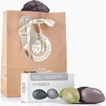 Dárkový potravinový koš LA CHINATA Dárkové Balení 3 Olivová Mýdla Mini