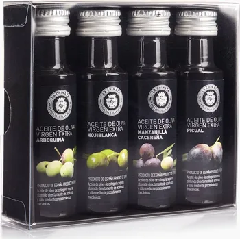 Dárkový potravinový koš LA CHINATA Jednodruhového Olivového Oleje Mini Box "Cata 4 x 25 ml"