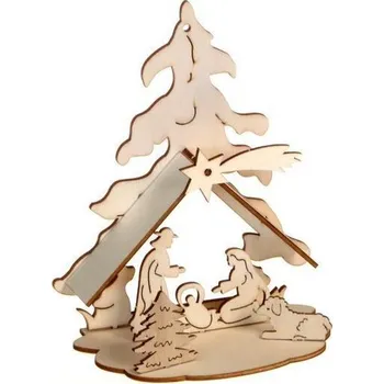 Betlém Dřevěný Betlém, 15cm, skládačka - dekorace