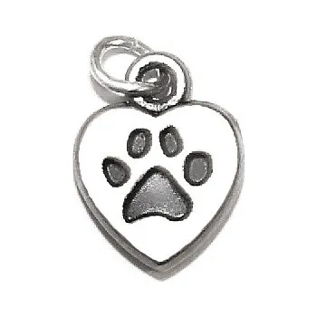 Přívěsek Stříbrný přívěsek srdce s tlapkou - DN72 (Stříbrné oboustranné srdíčko s tlapkou)
