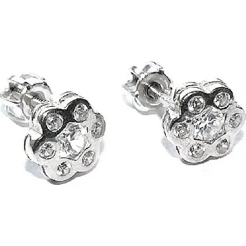 Náušnice Stříbrné náušnice kytička čiré zirkony - NŠ1135 (Stříbrné náušnice kytičky se zirkony)