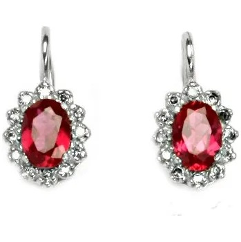 Náušnice Stříbrné náušnice na patent rubín 7x5 mm - VE247 (Stříbrné náušnice s rubínem)