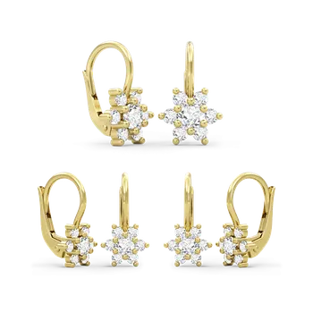 Náušnice SOLUNA Zlaté náušnice máma a dcery STAR se zirkony žluté zlato