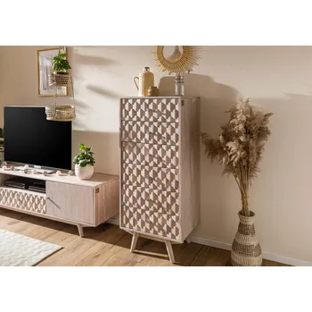 Komoda MOSAIC Komoda z akátového dřeva 53x42x125 bílá, lakovaná