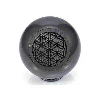 Šungitová koule leštěná květ života