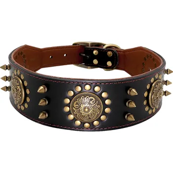 Obojek pro psa PET ARTIST Široký kožený obojek pro psa Barva: Černá, Velikost: L