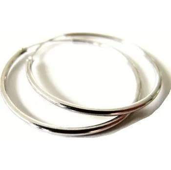 Náušnice Stříbrné náušnice kruhy lesklé 31mm 1,70g Rhodium Stříbro 925/1000