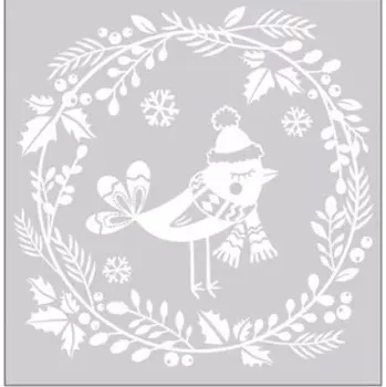 Vánoční dekorace Fólie na okno PTÁČEK S GLITRY 31x38 cm