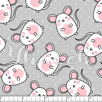 Zakázkový tisk, softshell, kočárkovina... Myšky na šedé Látky k tisku: Softshell zimní