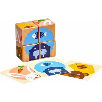 Dřevěná hračka Lucy & Leo | Co zvířátka jedí - 4 dřevěné obrázkové kostky