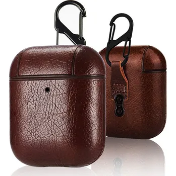 Příslušenství pro sluchátka Enem Kožený obal na Airpods 1/2 - Tmavě hnědý APTROL61